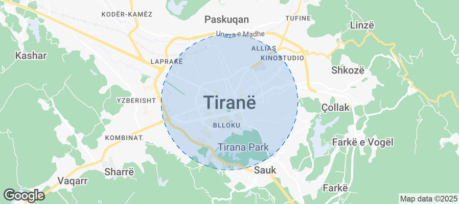 Map of Airbnb listings in Tirana