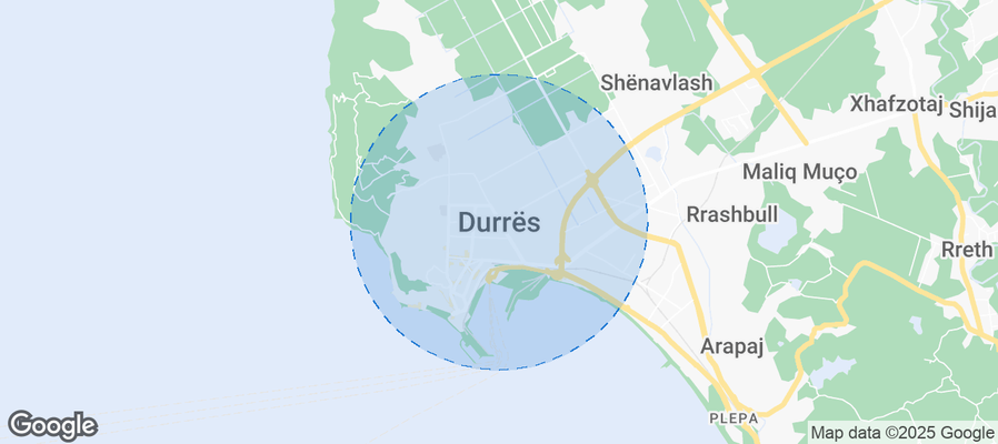 Map of Airbnb listings in Durrës