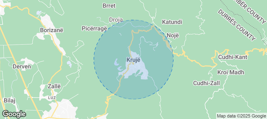 Map of Airbnb listings in Kruja