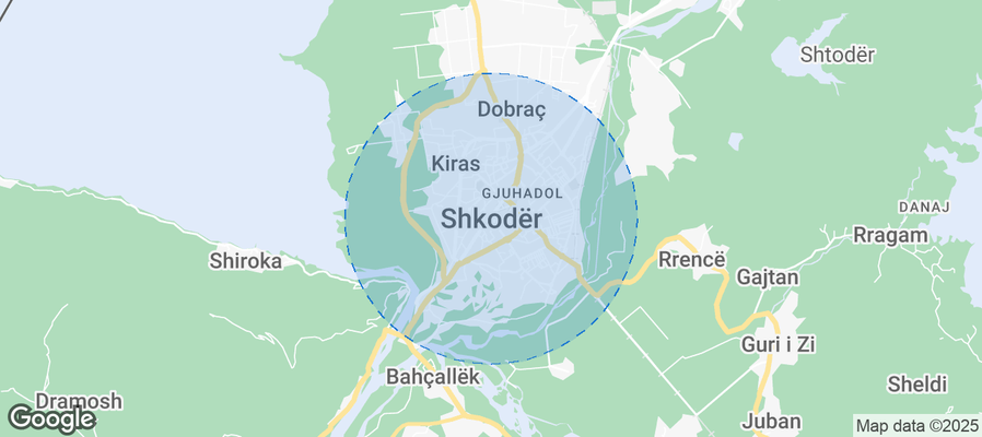 Map of Airbnb listings in Shkoder