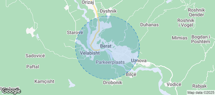 Map of Airbnb listings in Berat
