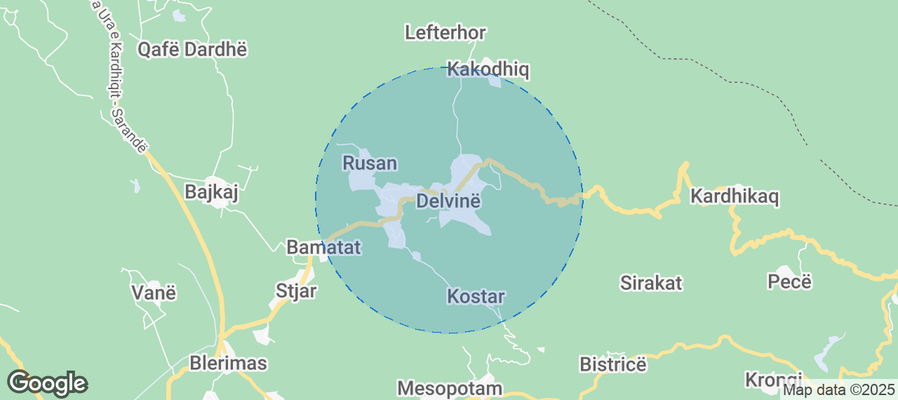 Map of Airbnb listings in Delvinë
