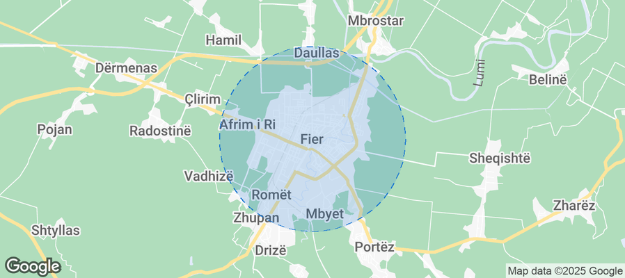 Map of Airbnb listings in Fier