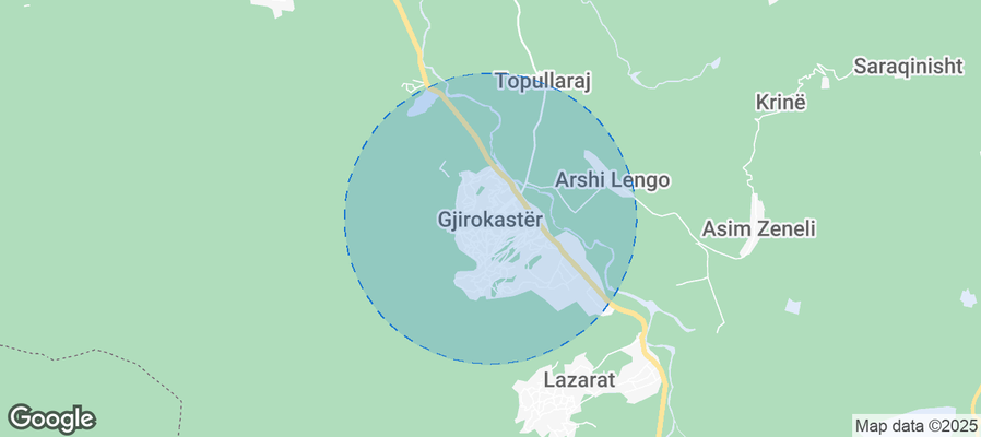 Map of Airbnb listings in Gjirokastra