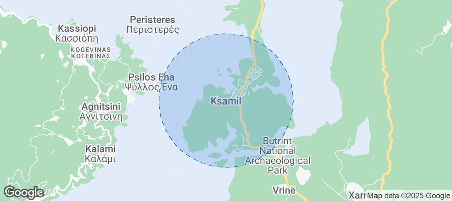 Map of Airbnb listings in Ksamil