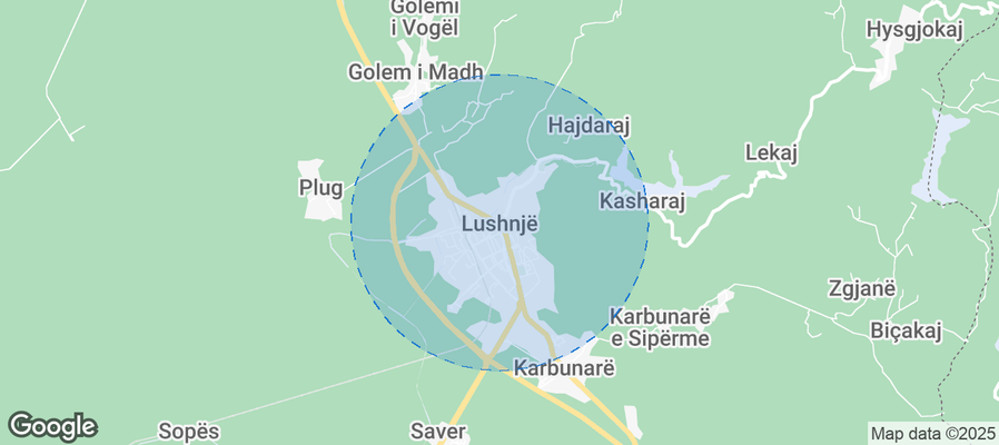 Map of Airbnb listings in Lushnja