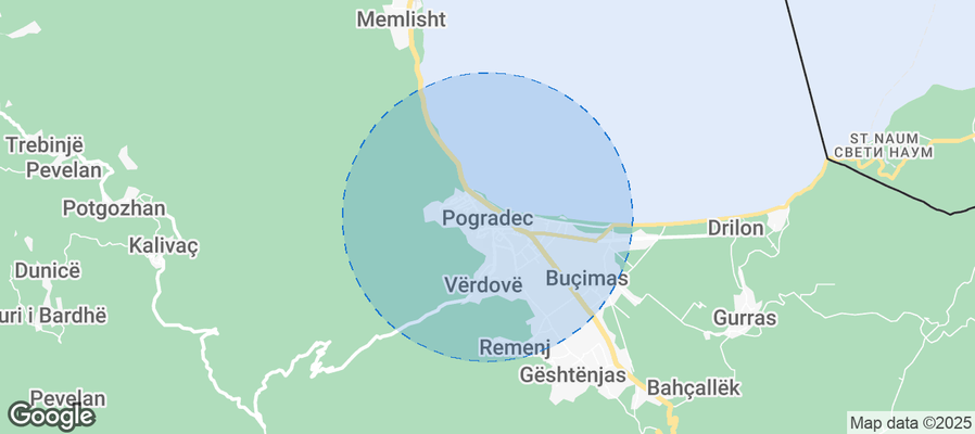 Map of Airbnb listings in Pogradec