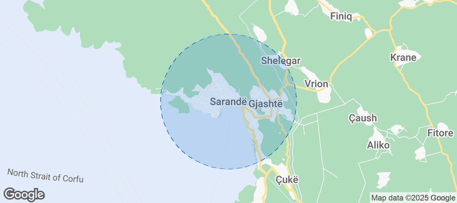 Map of Airbnb listings in Sarandë