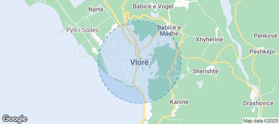 Map of Airbnb listings in Vlora