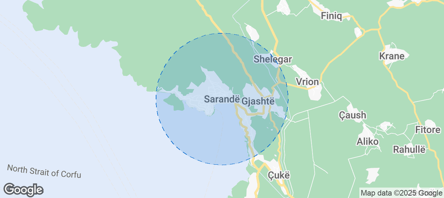 Map of Airbnb listings in Saranda