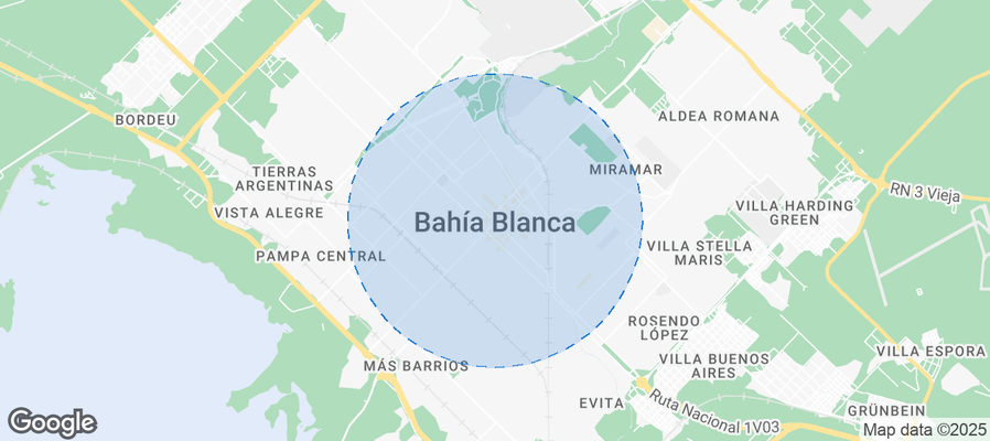 Map of Airbnb listings in Bahía Blanca