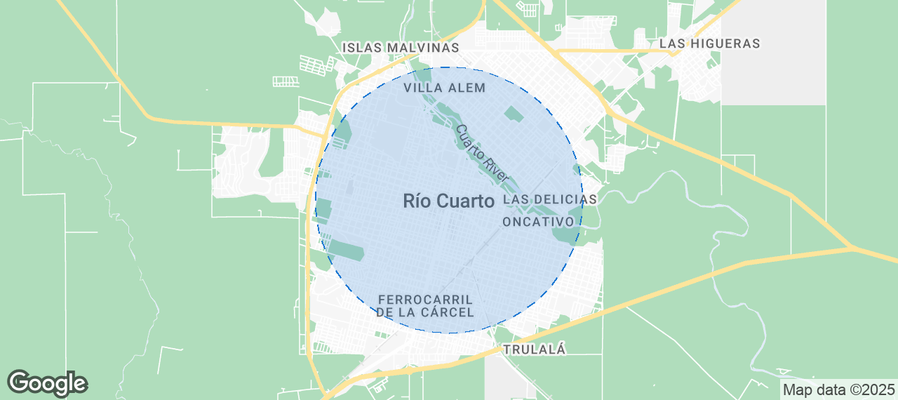 Map of Airbnb listings in Río Cuarto