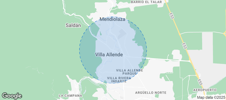 Map of Airbnb listings in Villa Allende