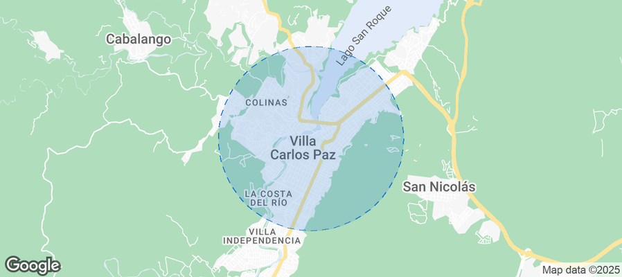 Map of Airbnb listings in Villa Carlos Paz