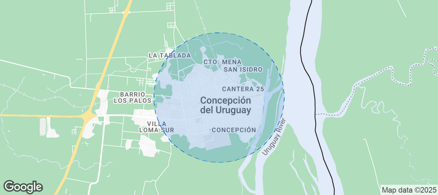 Map of Airbnb listings in Concepción del Uruguay