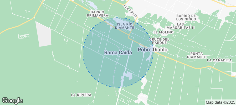 Map of Airbnb listings in Distrito Rama Caída