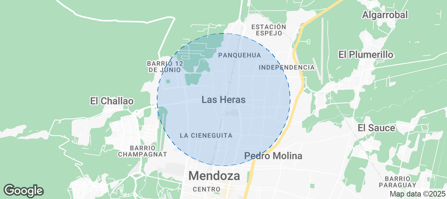 Map of Airbnb listings in Las Heras