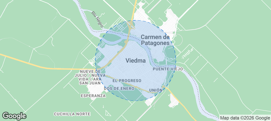 Map of Airbnb listings in Viedma