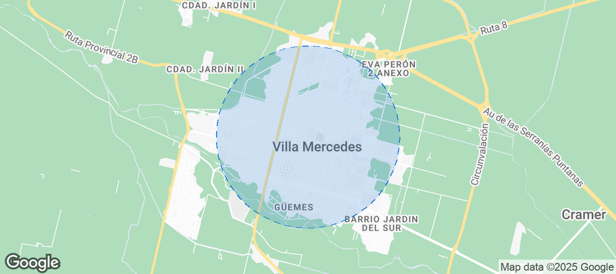 Map of Airbnb listings in Villa Mercedes