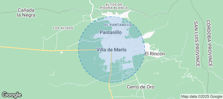Map of Airbnb listings in Villa de Merlo
