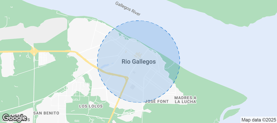 Map of Airbnb listings in Río Gallegos