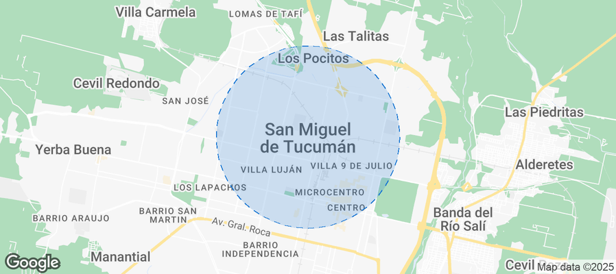 Map of Airbnb listings in San Miguel de Tucumán