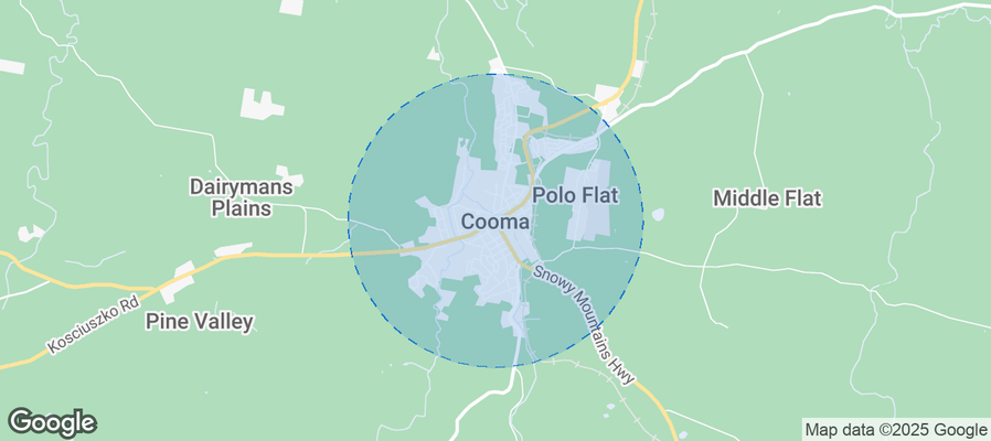 Map of Airbnb listings in Cooma