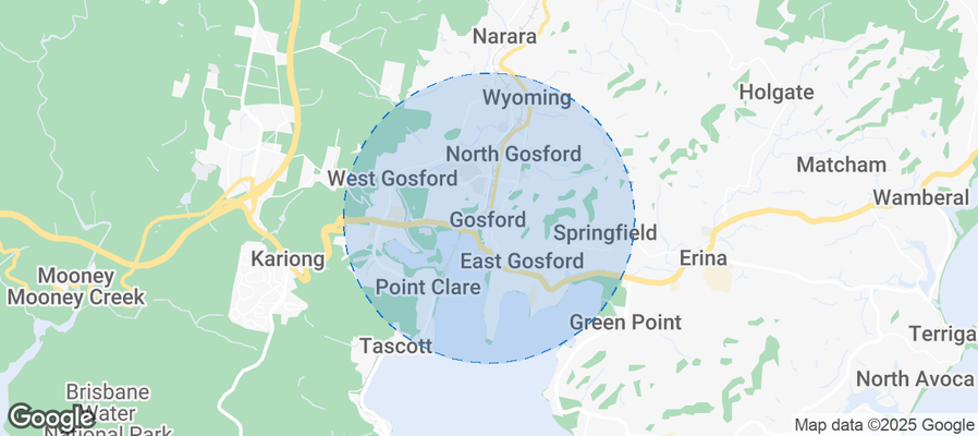 Map of Airbnb listings in Gosford