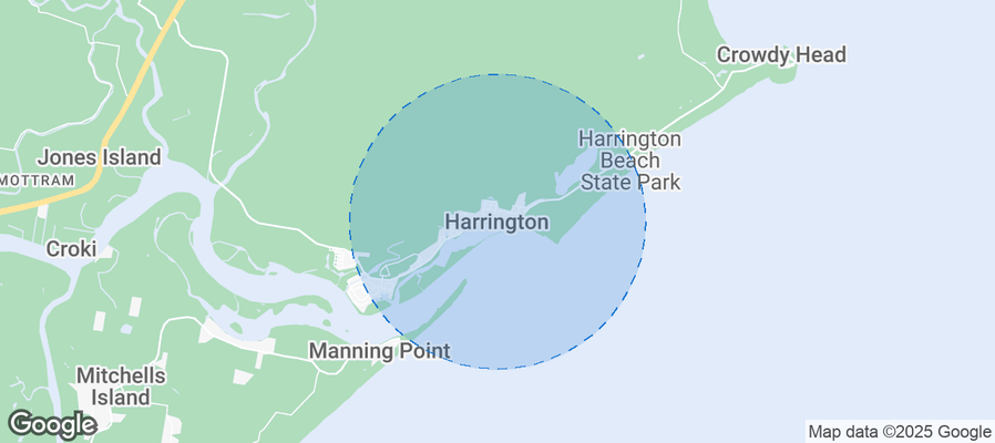 Map of Airbnb listings in Harrington