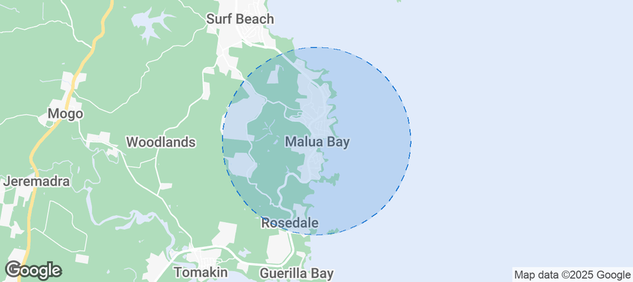 Map of Airbnb listings in Malua Bay