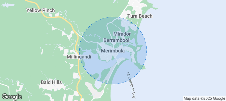 Map of Airbnb listings in Merimbula
