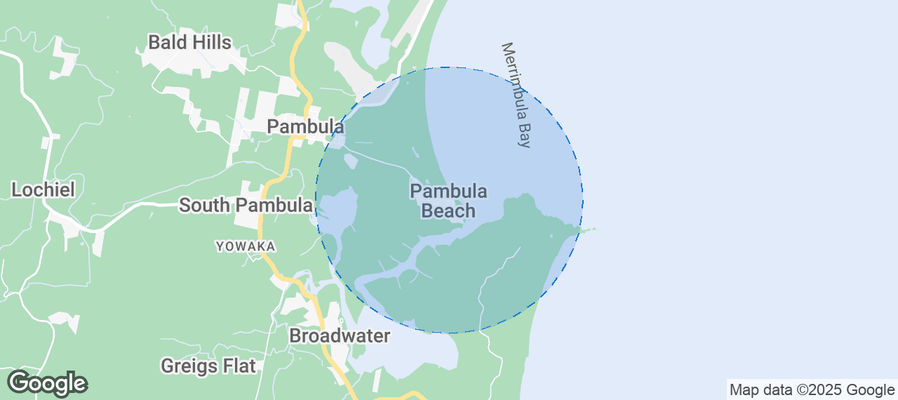 Map of Airbnb listings in Pambula Beach