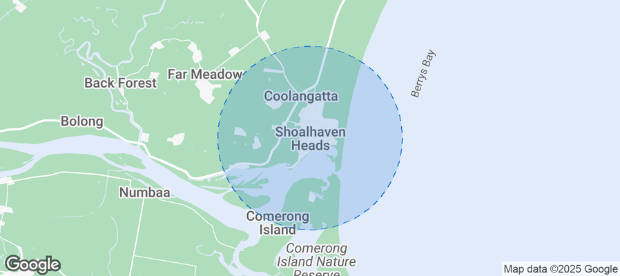 Map of Airbnb listings in Shoalhaven Heads