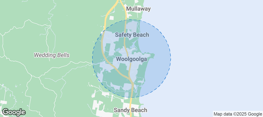 Map of Airbnb listings in Woolgoolga