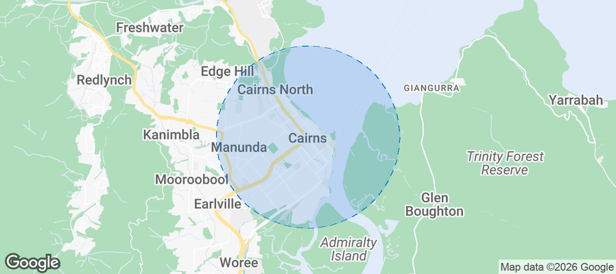 Map of Airbnb listings in Cairns City