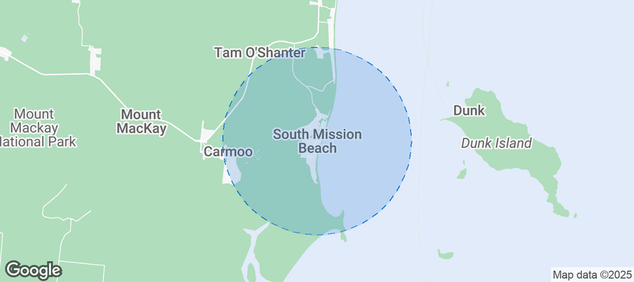 Map of Airbnb listings in South Mission Beach