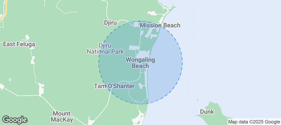 Map of Airbnb listings in Wongaling Beach