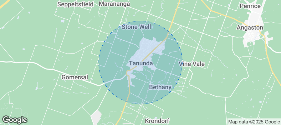 Map of Airbnb listings in Tanunda
