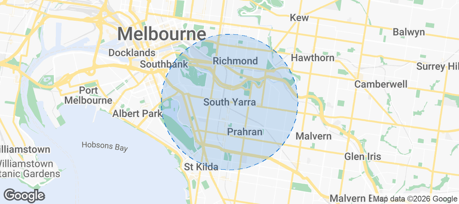 Map of Airbnb listings in South Yarra