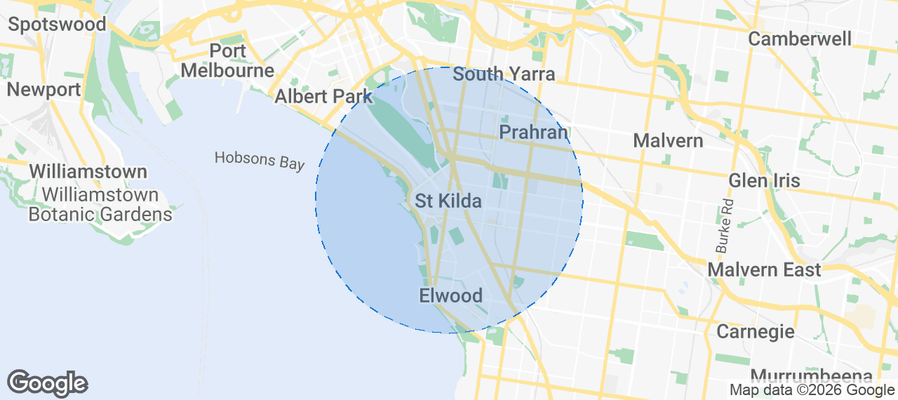 Map of Airbnb listings in St Kilda