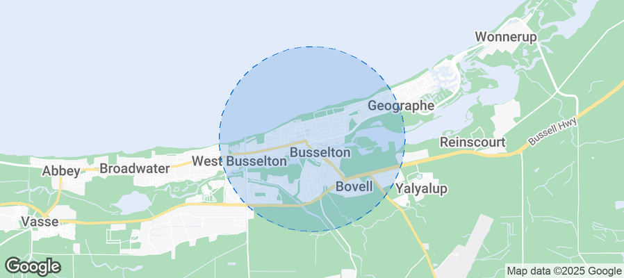 Map of Airbnb listings in Busselton