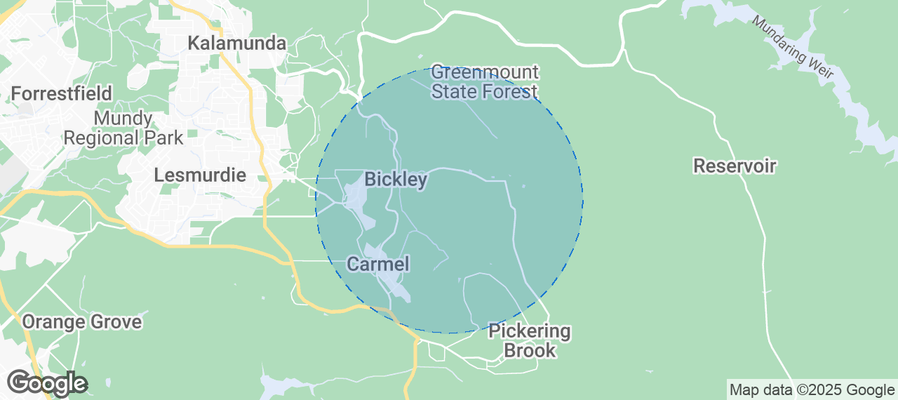 Map of Airbnb listings in City Of Kalamunda
