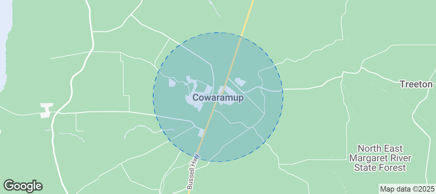 Map of Airbnb listings in Cowaramup