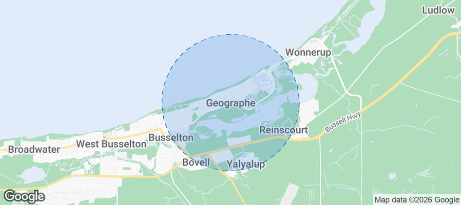 Map of Airbnb listings in Geographe