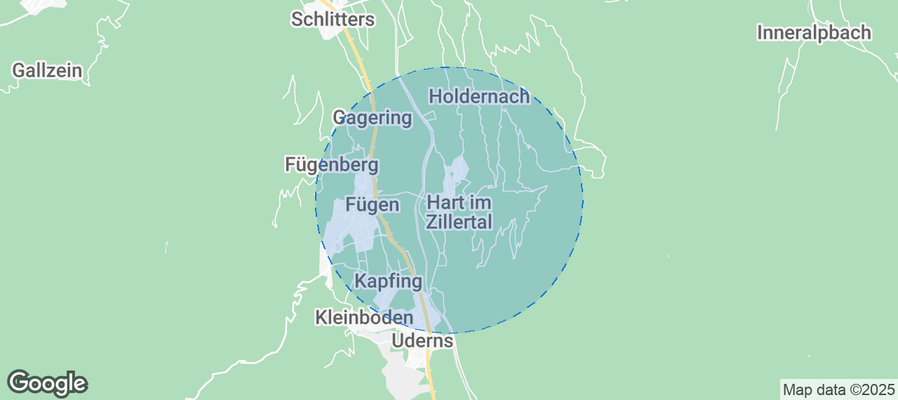 Map of Airbnb listings in Hart im Zillertal