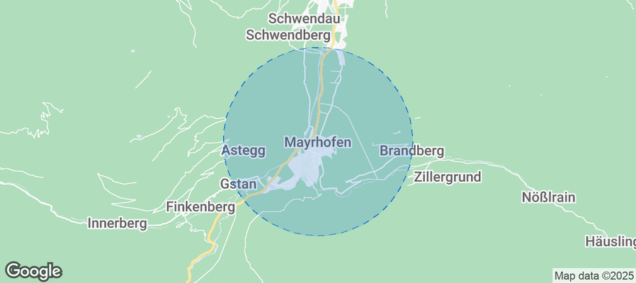 Map of Airbnb listings in Mayrhofen