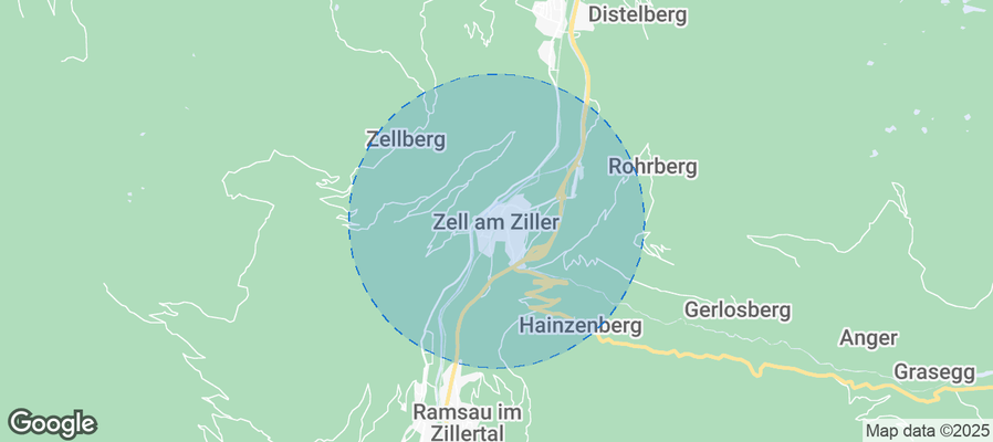 Map of Airbnb listings in Zell am Ziller