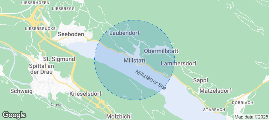 Map of Airbnb listings in Millstatt am See