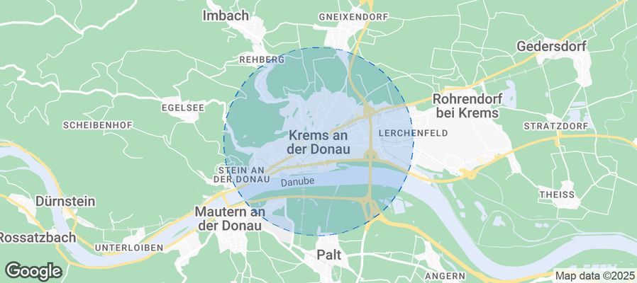 Map of Airbnb listings in Krems an der Donau