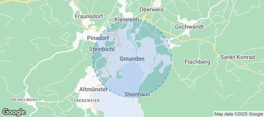 Map of Airbnb listings in Gmunden